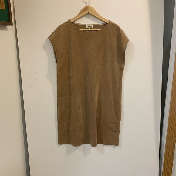Beige micro suede Aritzia Wilfred dress. Size medium. Great for Christmas season - Picture 3 of 5